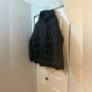 Amazon Essentials Black Hooded Puffer Jacket XXL Full Zip Winter Coat